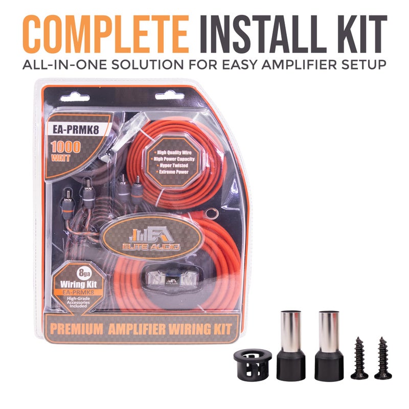 Elite Audio Premium Series Amp Kit Copper Clad Aluminum Wire, Triple-Shielded RCA Cables, High-Power Capacity, ANL Fuse Holder, Car Amplifier Install Kit (8 Gauge) - Image 2